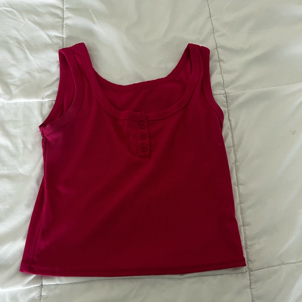 Red Sleeveless Ribbed Top